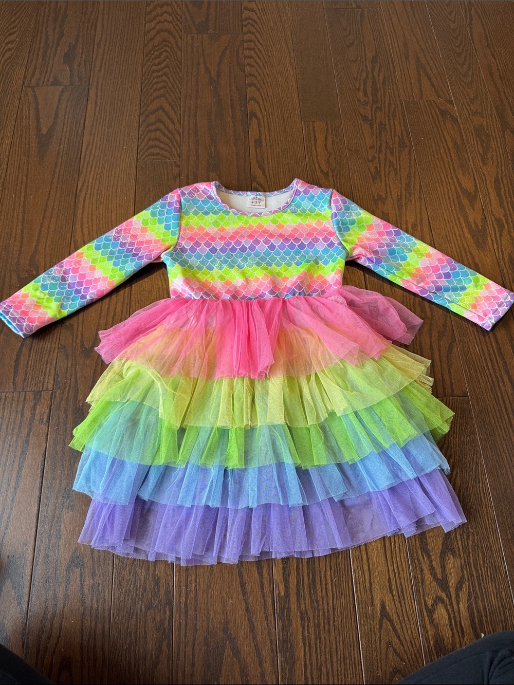 Girls Rainbow Mermaid Tulle Dress - Multicolor